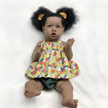 Afriške Saskia Prerojeni Baby Doll 20 palčni Srčkan Bebe Boneca Renascida Veren Pravi Mehko na Dotik